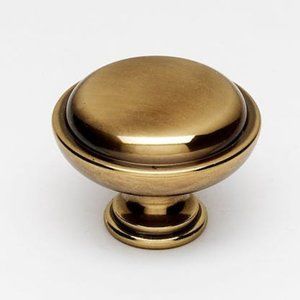 Alno A1146 Knobs 1-1/2 Round Rustic Lipped Solid Brass Mushroom Cabinet Knob
